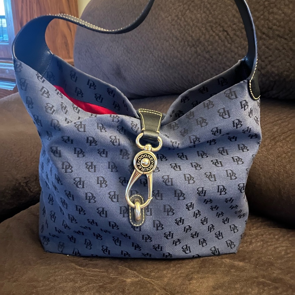 Dooney & Bourke Black and Gray Logo Hobo Bag